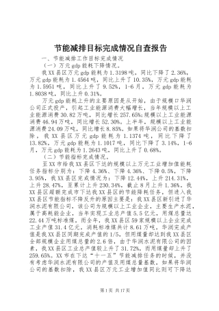 2024年节能减排目标完成情况自查报告