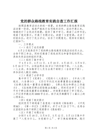 2024年党的群众路线教育实践自查工作汇报