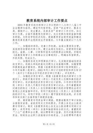 2024年教育系统内部审计工作要点