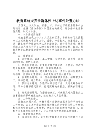 2024年教育系统突发性群体性上访事件处置办法