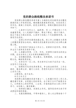 2024年党的群众路线整改承诺书