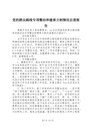 2024年党的群众路线专项整治和建章立制情况自查报告