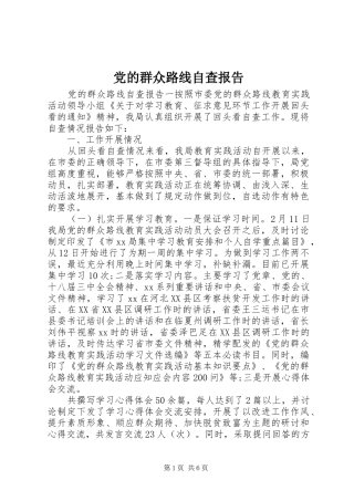 2024年党的群众路线自查报告