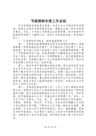 2024年节能降耗年度工作总结