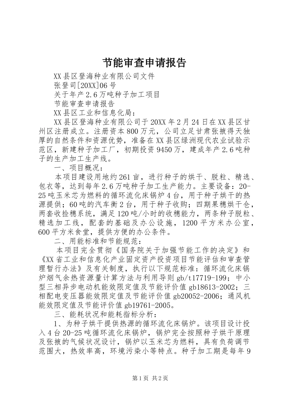 2024年节能审查申请报告_第1页