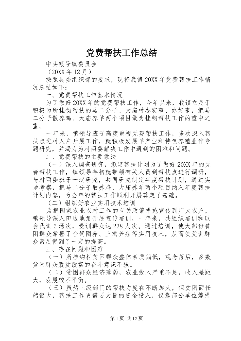 2024年党费帮扶工作总结_第1页