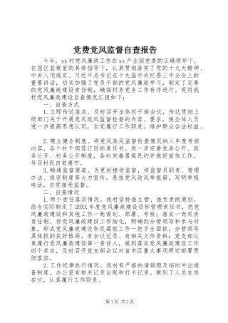2024年党费党风监督自查报告
