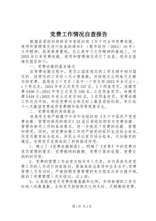 2024年党费工作情况自查报告