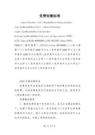 2024年党费收缴标准