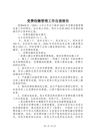 2024年党费收缴管理工作自查报告