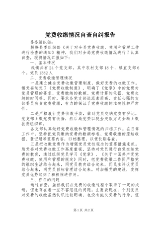 2024年党费收缴情况自查自纠报告