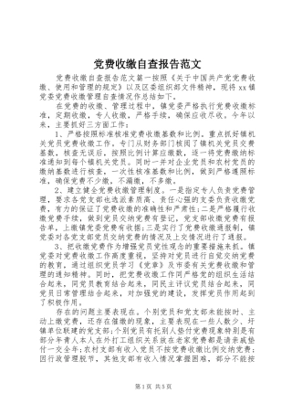 2024年党费收缴自查报告范文