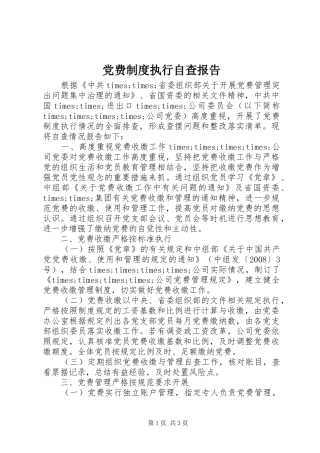 2024年党费制度执行自查报告