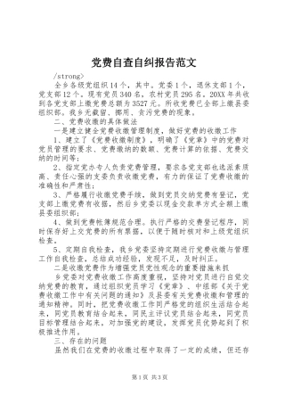 2024年党费自查自纠报告范文