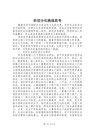 2024年阶层分化挑战思考