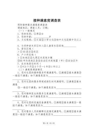 2024年接种满意度调查表