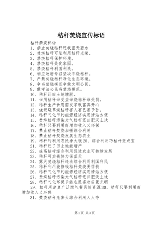2024年秸秆焚烧宣传标语