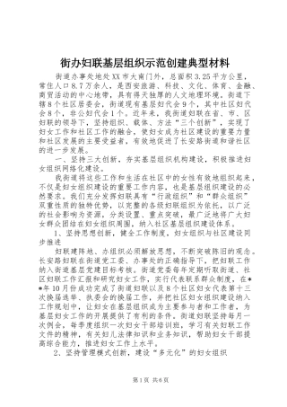 2024年街办妇联基层组织示范创建典型材料