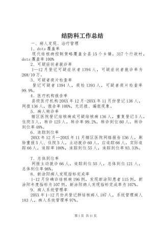 2024年结防科工作总结