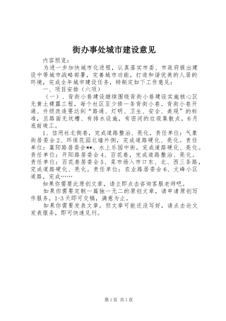2024年街办事处城市建设意见