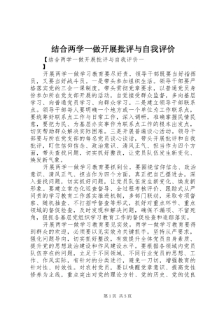 2024年结合两学一做开展批评与自我评价