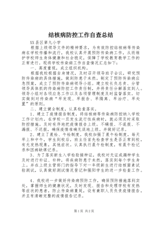 2024年结核病防控工作自查总结