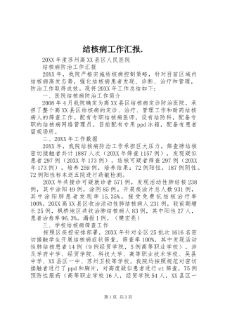 2024年结核病工作汇报