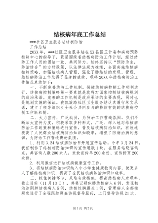 2024年结核病年底工作总结