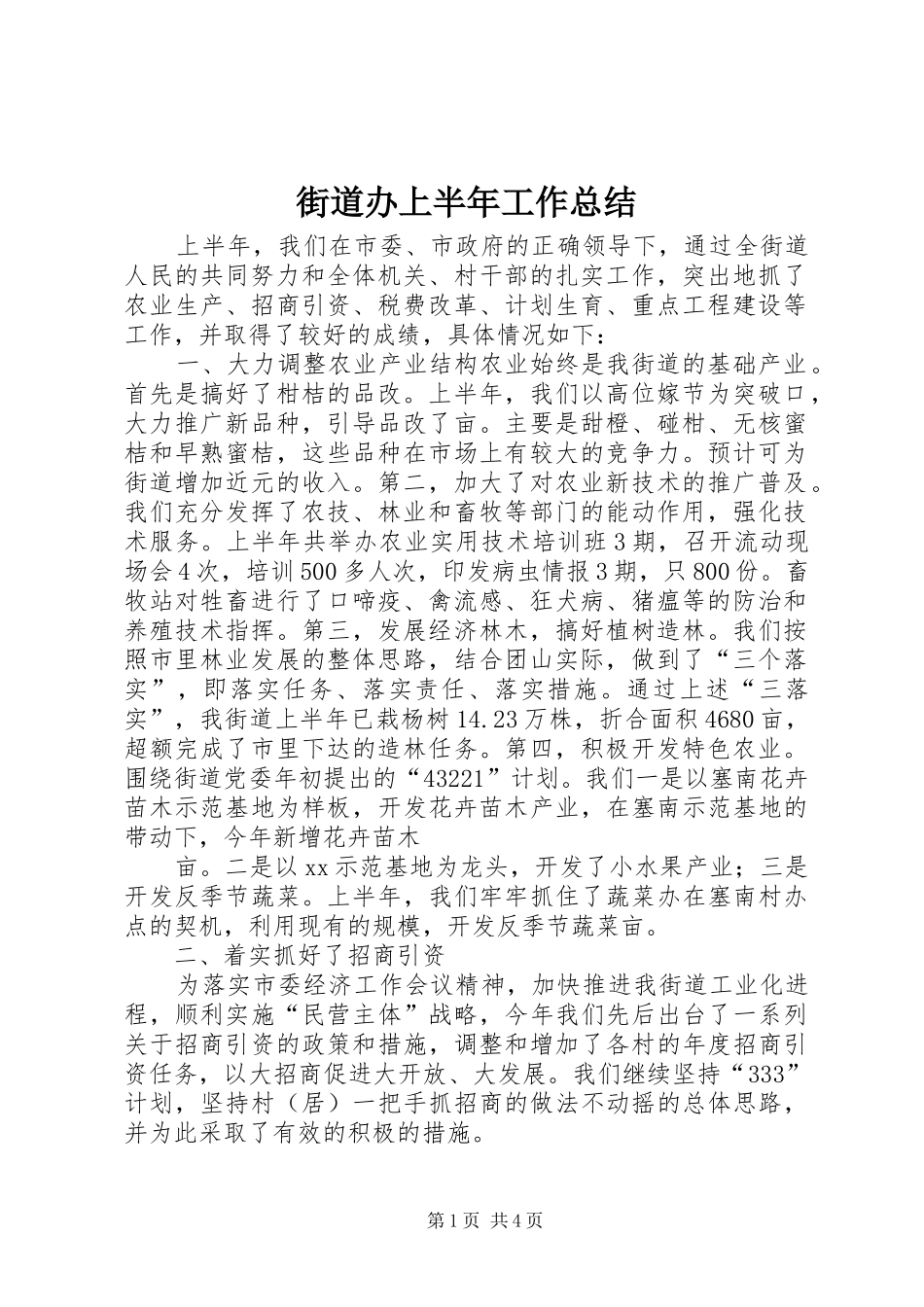 2024年街道办上半年工作总结_第1页