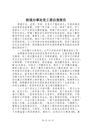 2024年街道办事处党工委自查报告