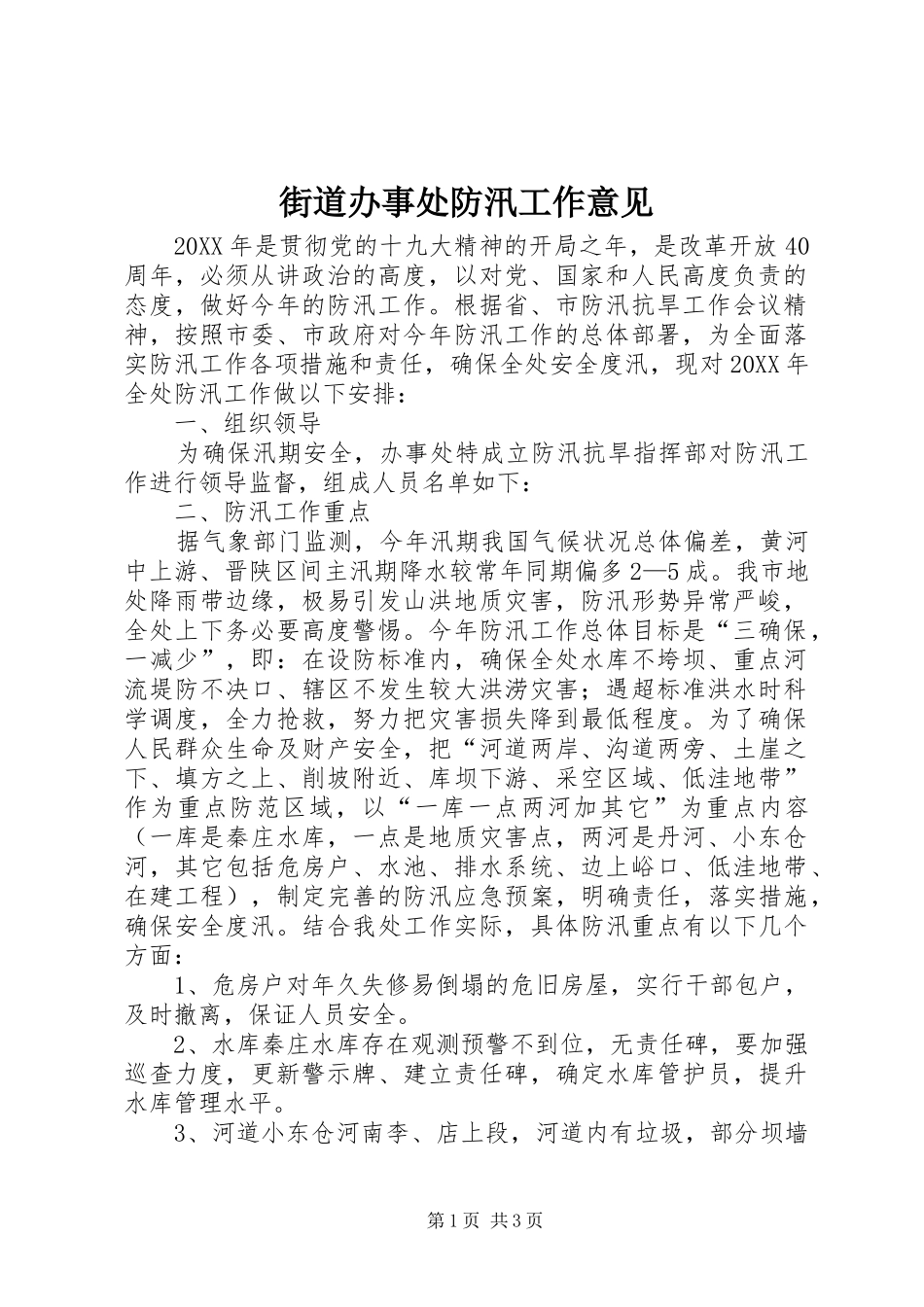 2024年街道办事处防汛工作意见_第1页