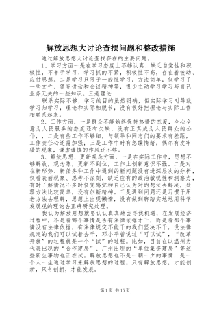 2024年解放思想大讨论查摆问题和整改措施
