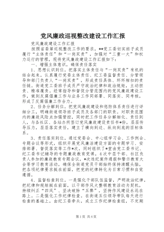 2024年党风廉政巡视整改建设工作汇报