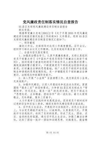 2024年党风廉政责任制落实情况自查报告