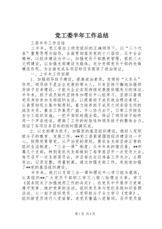 2024年党工委半年工作总结