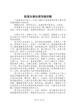 2024年街道办事处领导演讲稿