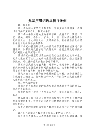 2024年党基层组织选举暂行条例