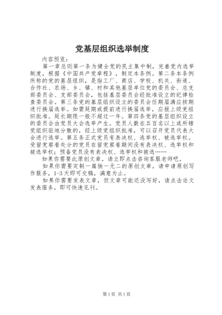 2024年党基层组织选举制度
