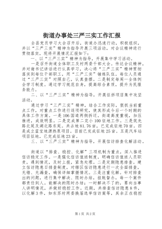 2024年街道办事处三严三实工作汇报