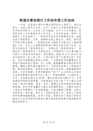 2024年街道办事处统计工作站年度工作总结