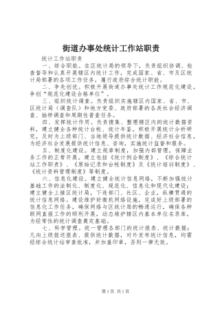 2024年街道办事处统计工作站职责