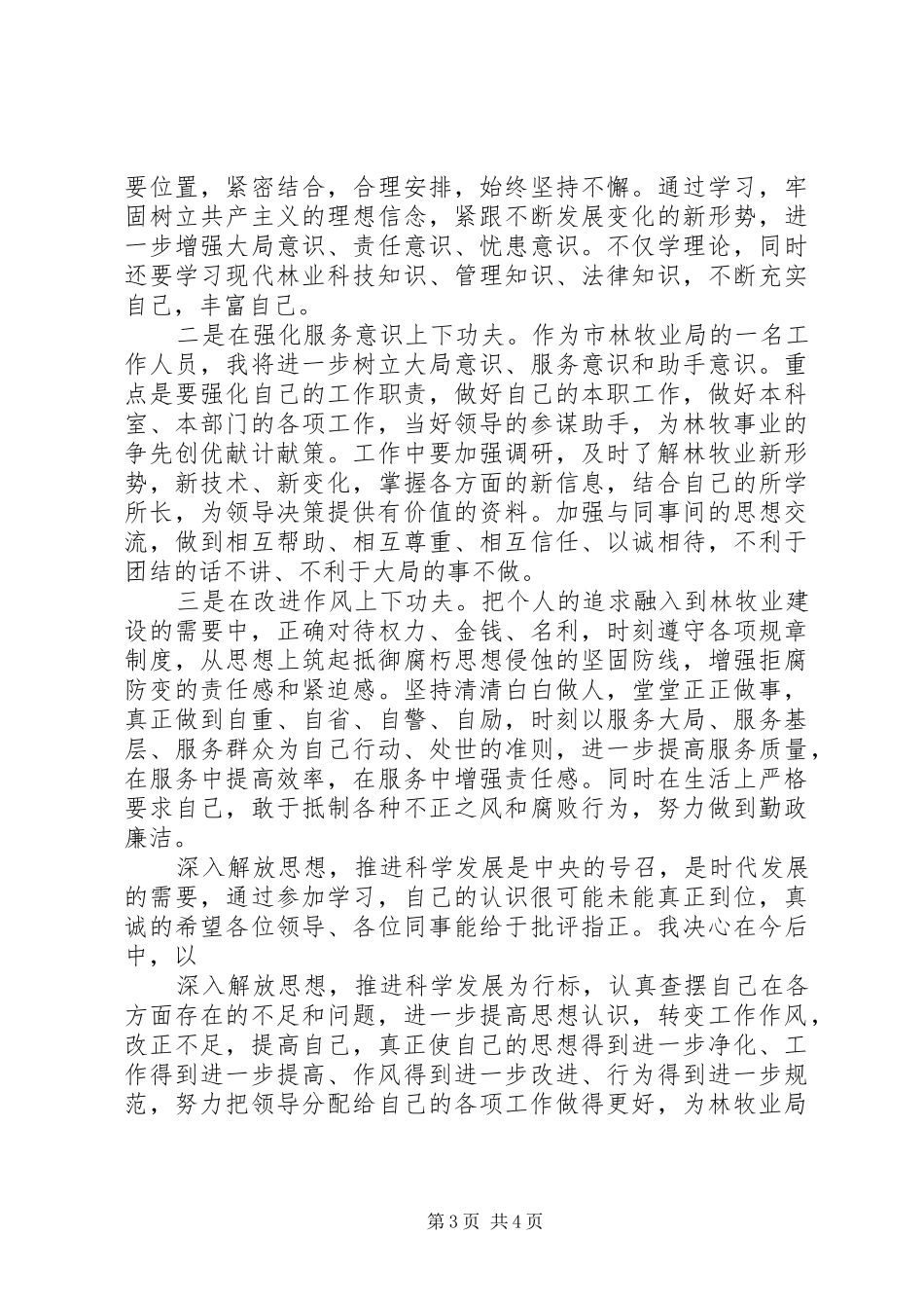 2024年解放思想个人查摆剖析和具体整改措施_第3页