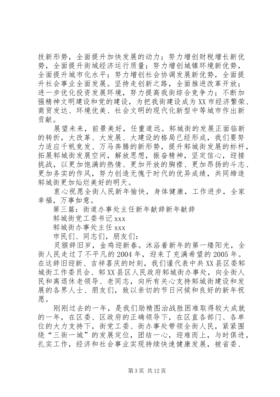2024年街道办事处主任新年致辞_第3页