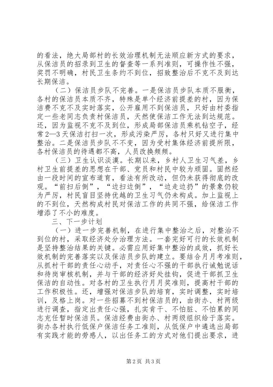 2024年街道办乡村环卫治理工作汇报_第2页