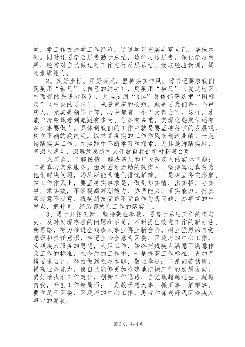 2024年解放思想扩大开放自我剖析材料_第3页