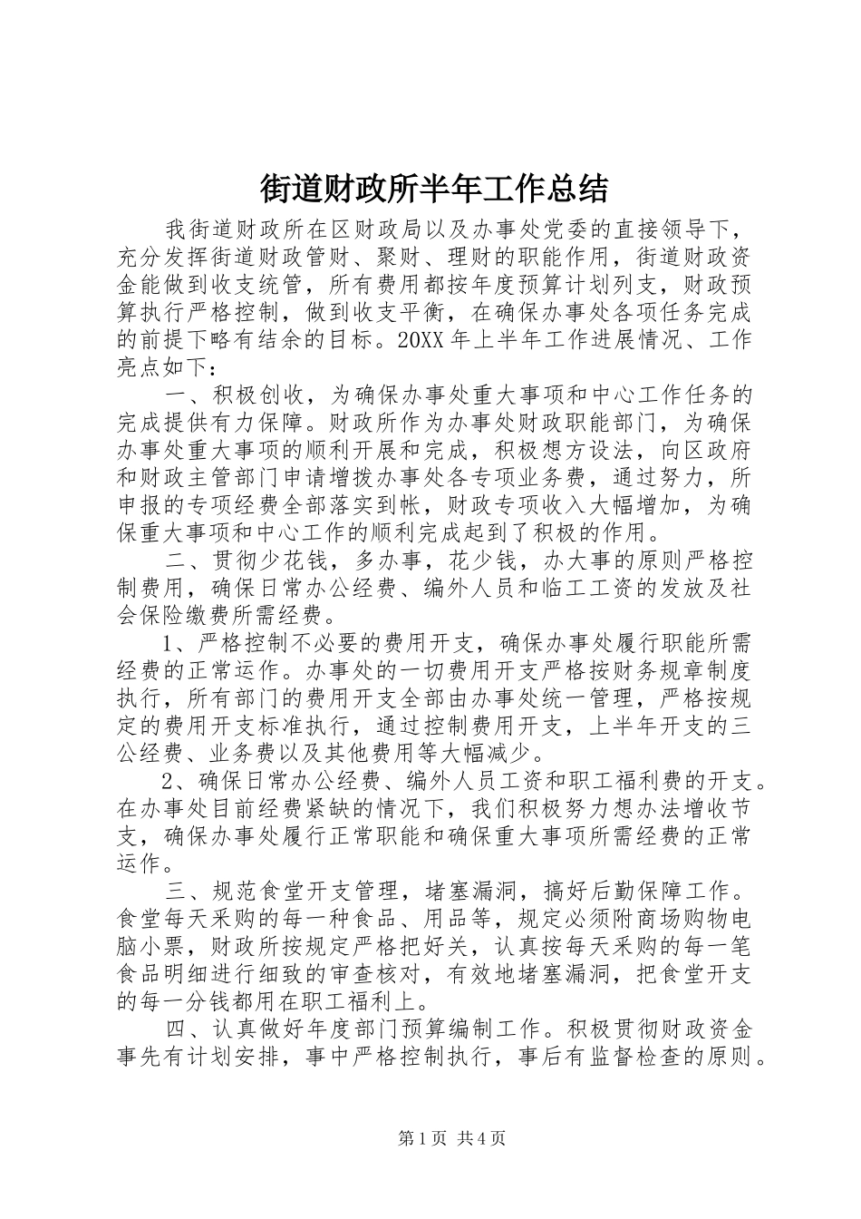 2024年街道财政所半年工作总结_第1页