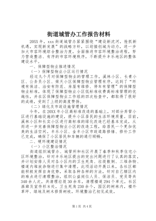 2024年街道城管办工作报告材料