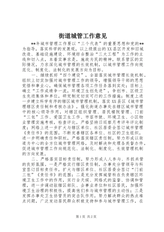 2024年街道城管工作意见