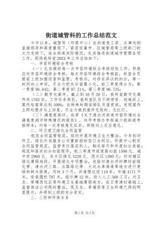 2024年街道城管科的工作总结范文