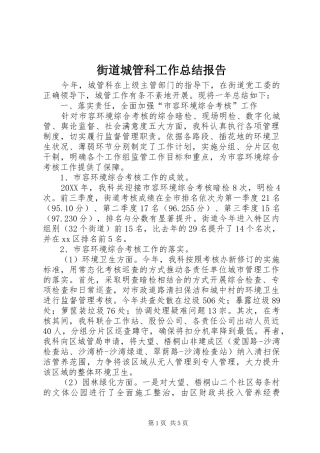 2024年街道城管科工作总结报告